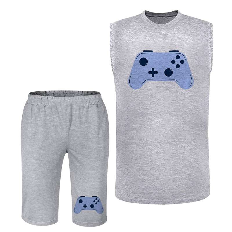 ست تاپ و شلوارک مردانه مدل game کد BA 565 T رنگ طوسی