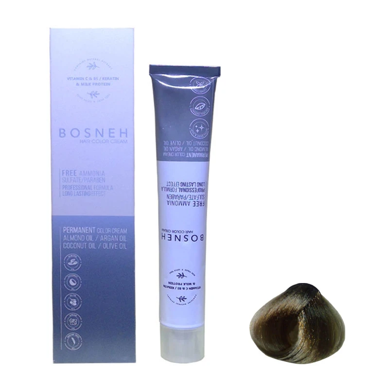 رنگ مو بوسنه مدل FREE AMMONIA شماره 8.8 حجم 100 میلی لیتر رنگ بلوند زیتونی روشن