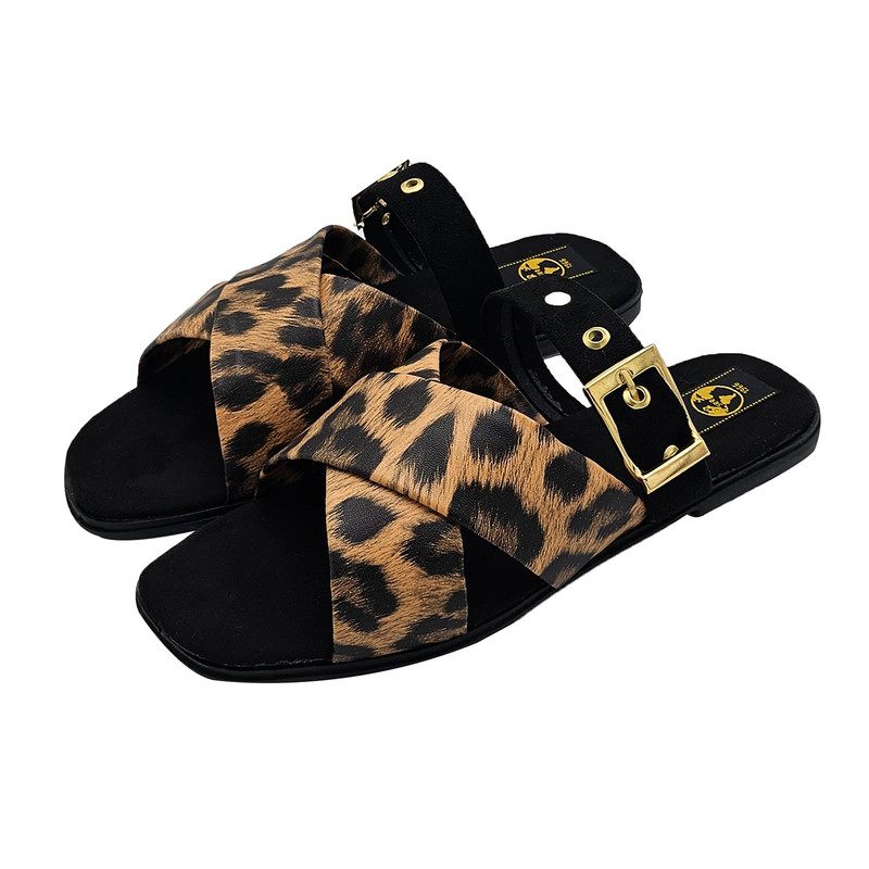 صندل زنانه سیی 1966 مدل پلنگی ضربدری کد 2247.2