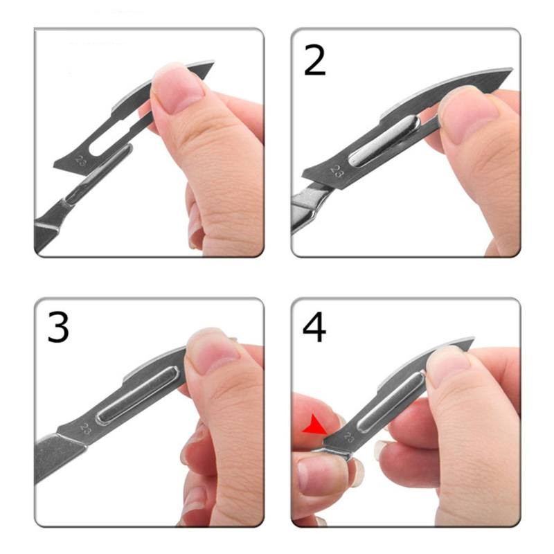 دسته تیغ جراحی مدل HLD3 شماره 3 به همراه تیغ یدک مجموعه 8 عددی