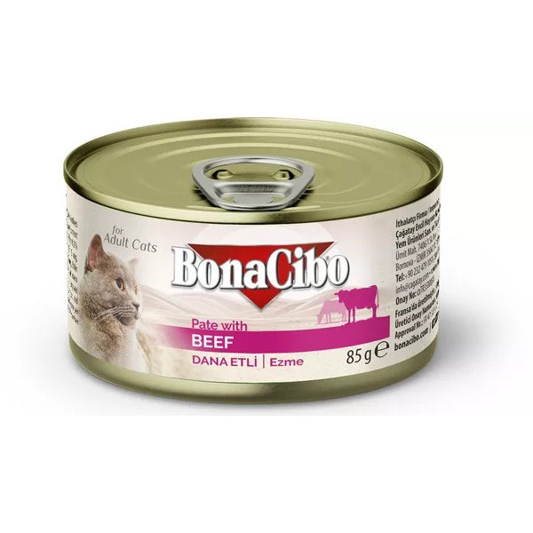 کنسرو غذای گربه بوناسیبو مدل پته بیف وزن 85 گرم
