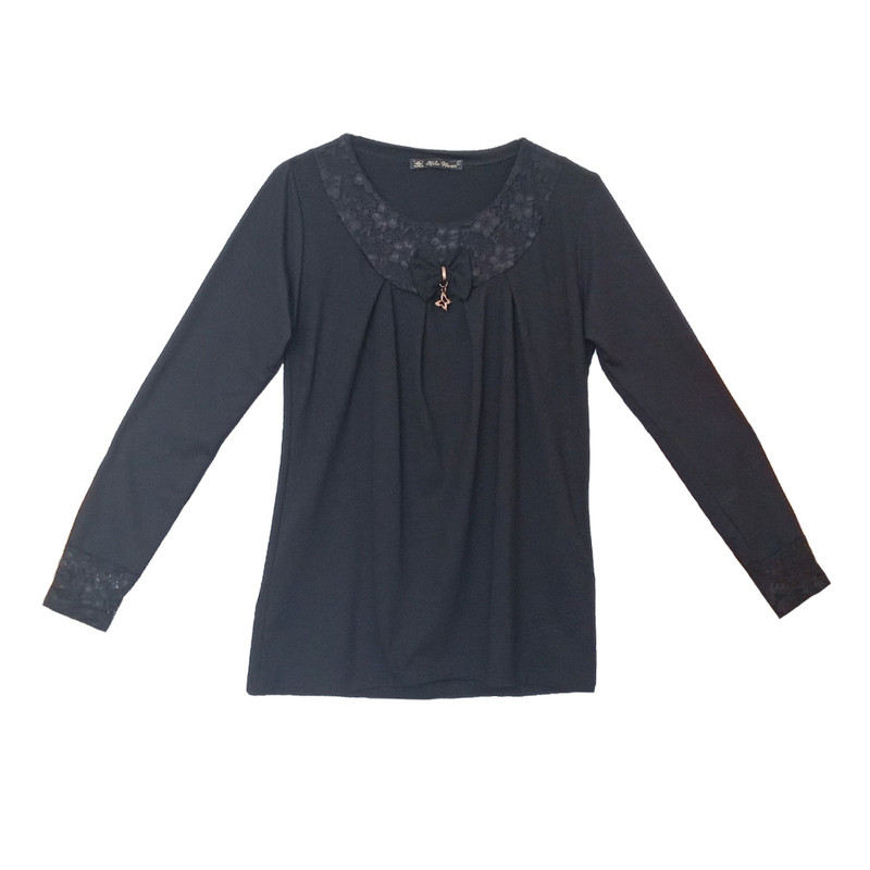 بلوز آستین بلند زنانه مدل توردار پاپیونی