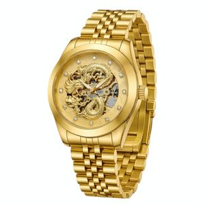 ساعت مچی عقربه‌ای اتوماتیک مردانه مدل لوکس طرح دراگون بند استیل قفل مخفی کد D1