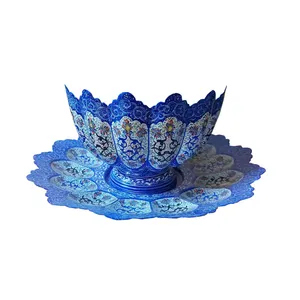 ست کاسه و بشقاب مینا کاری مسی کد 789