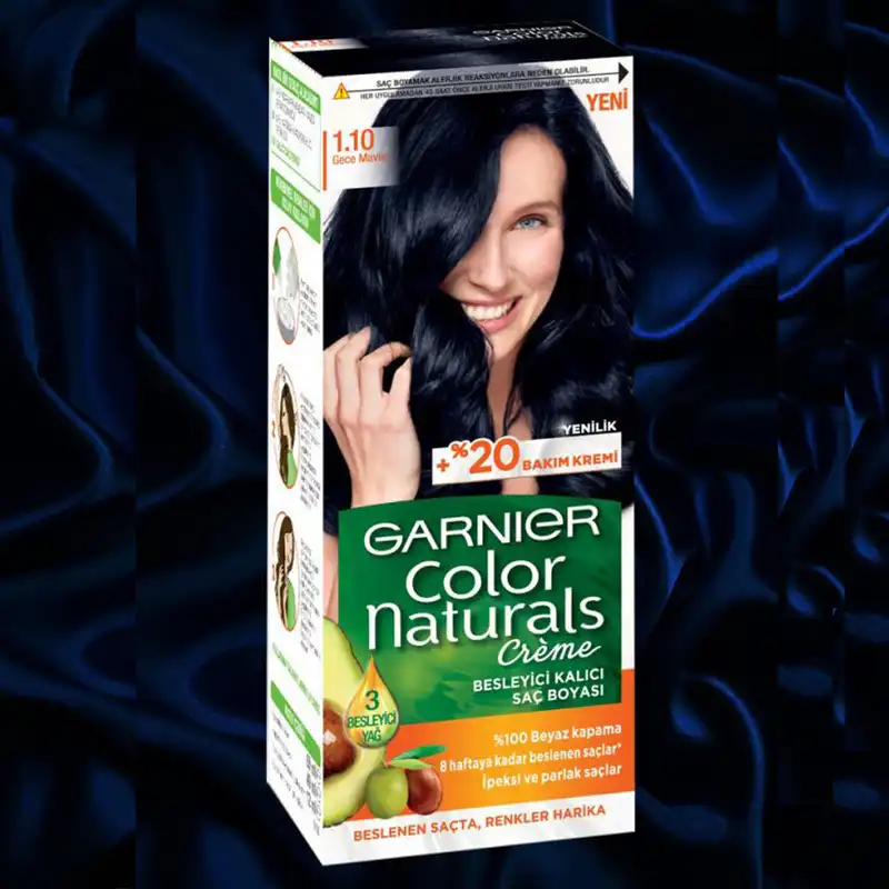 کیت رنگ مو گارنیه شماره 1.10 حجم 40 میلی لیتر رنگ مشکی پر کلاغی