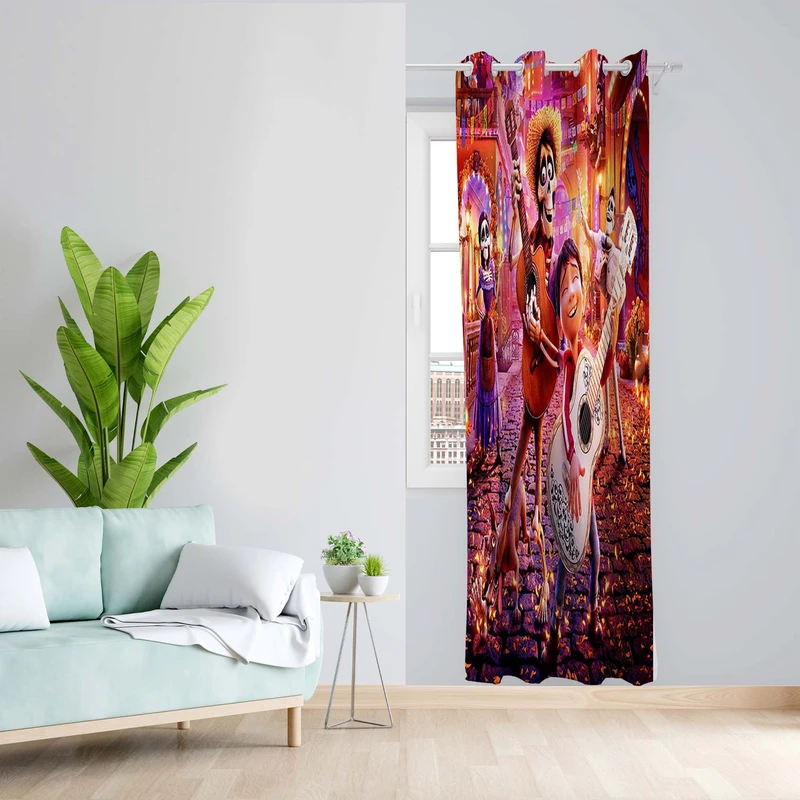 پرده طرح کارتونی مدل مخمل پانچی کد 5575 z سایز 140x200 سانتی متر