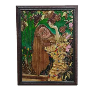 تابلو معرق کاری طرح دختری در باغ
