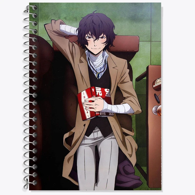 دفتر زبان 50 برگ خندالو مدل دو خط طرح دازای اوسامو انیمه سگ های ولگرد بانگو کد 13675