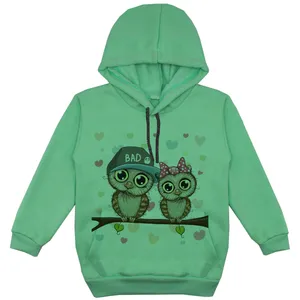 هودی دخترانه مدل جغد عاشق F12 رنگ سبز