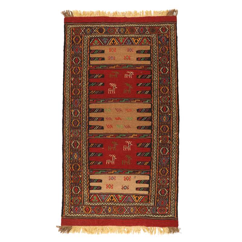 گلیم دستبافت دومتری طرح سفره کردی کد 1405180