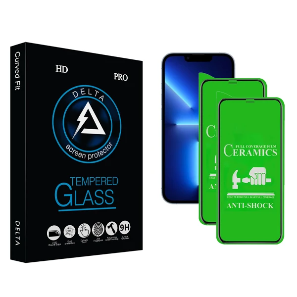 محافظ صفحه نمایش سرامیکی دلتا مدل HD مناسب برای گوشی موبایل اپل iPhone 13 Mini بسته دو عددی