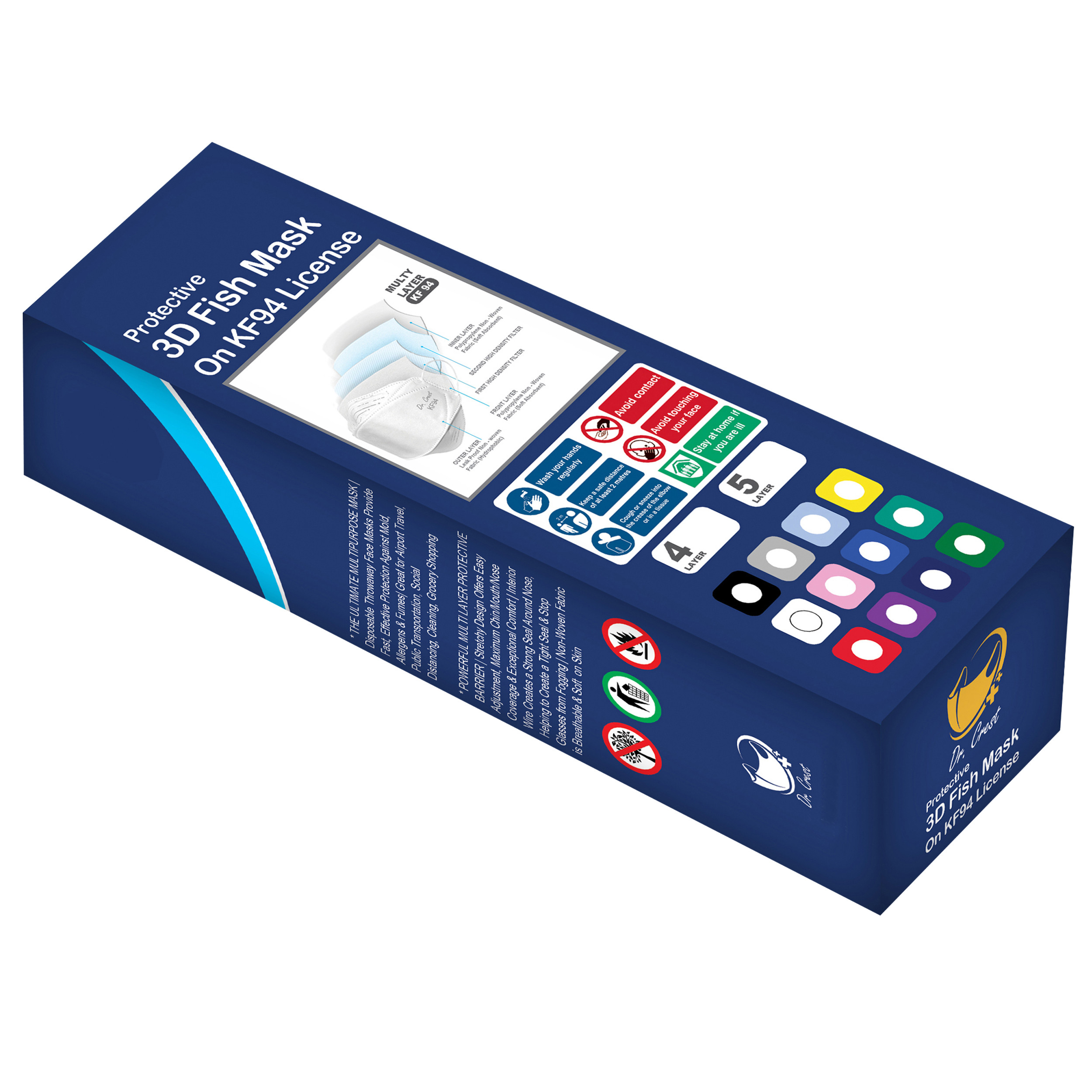 ماسک تنفسی دکتر کرست مدل مولتی لیر 3D بسته 25 عددی