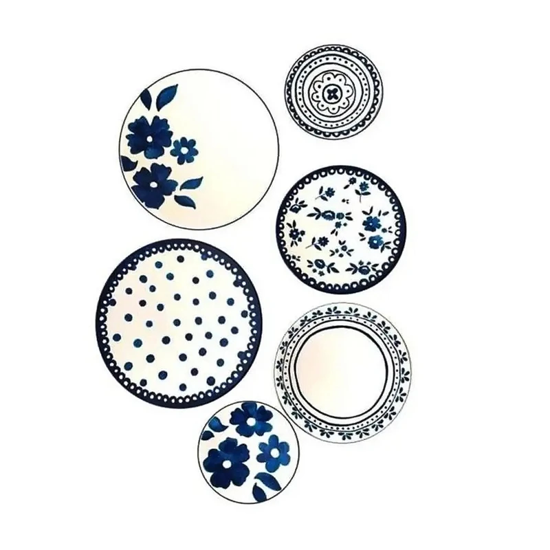 بشقاب دیوارکوب سفالی طرح مینیمال کد A5 مجموعه ۶ عددی 