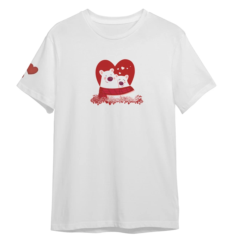 تی شرت آستین کوتاه زنانه مدل خرس عاشقانه کد 570 رنگ سفید