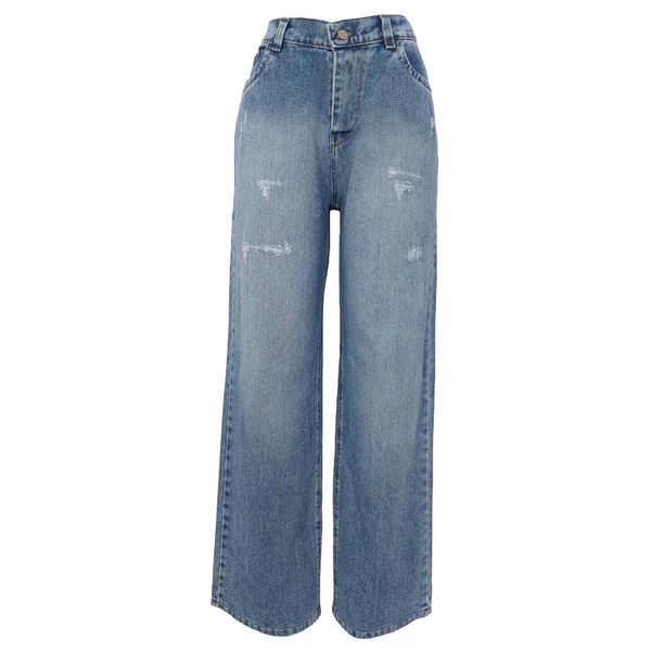 شلوار جین بگ زنانه کد 201281 رنگ آبی تیره