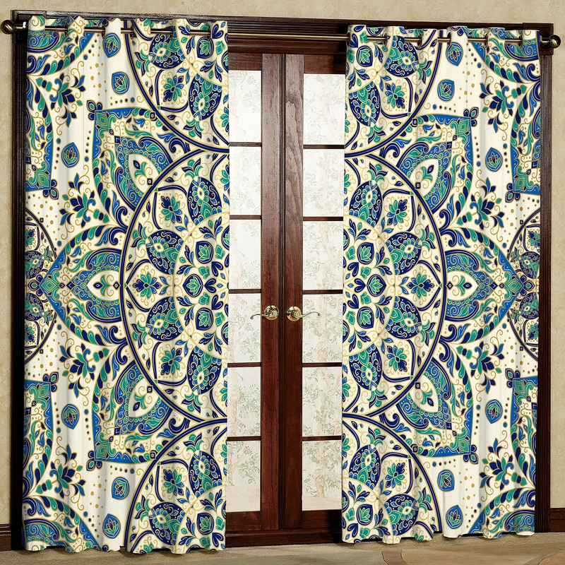 پرده طرح سنتی ترنج مدل مخمل پانچی کد 2_91-1990 W سایز 140x280 سانتی متر