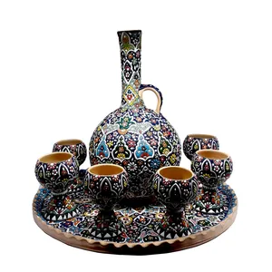 سرویس شربت خوری 8 پارچه میناکاری کد 27D