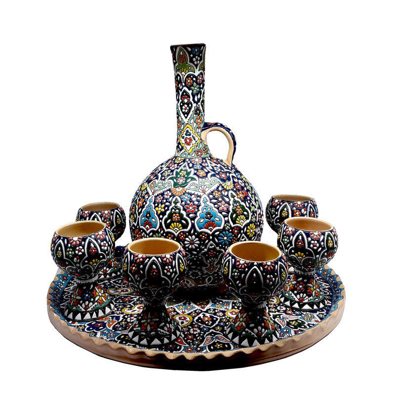 سرویس شربت خوری 8 پارچه میناکاری کد 27D