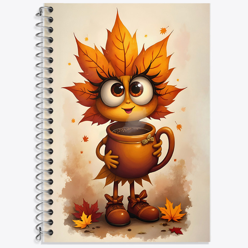 دفتر زبان 50 برگ خندالو مدل دو خط طرح برگ پاییزی کد F5527