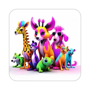 زیر لیوانی کاکتی طرح حیوانات رنگی مدل mp25226