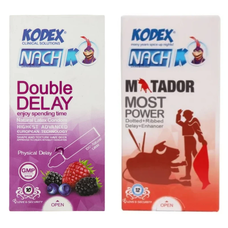 کاندوم تاخیری ناچ کدکس مدل دبل دیلی بسته 10 عددی به همراه کاندوم تاخیری ناچ کدکس مدل ماتادور بسته 12 عددی