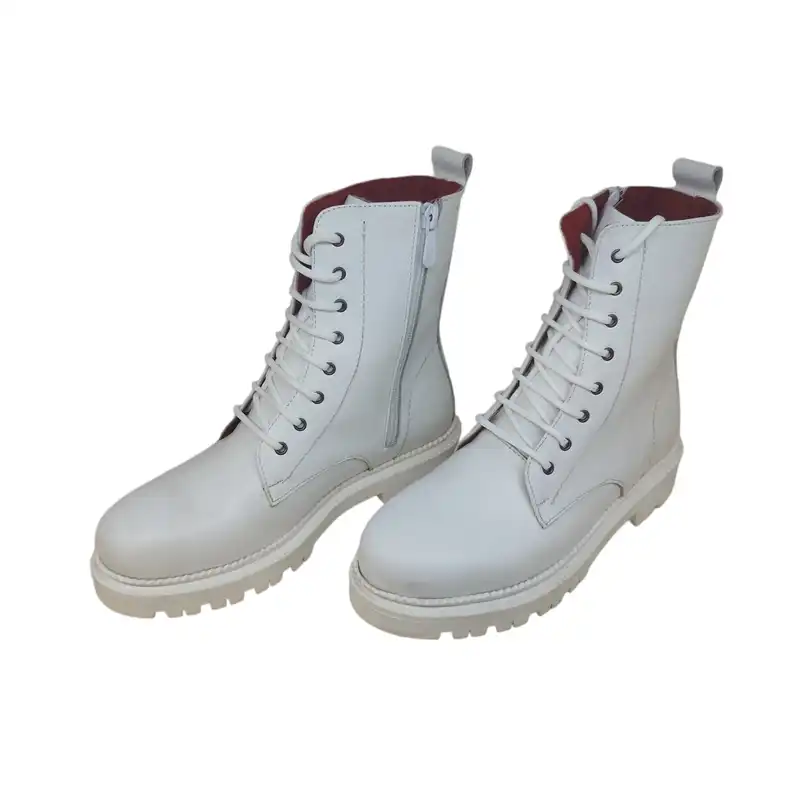 نیم بوت زنانه مدل سربازی چرم طبیعی رنگ سفید