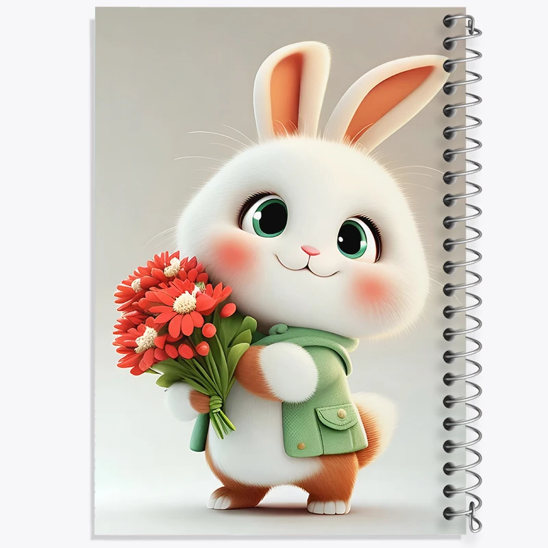 دفتر ژورنال نویسی 50 برگ خندالو مدل نقطه ای طرح خرگوش بامزه کد F5747