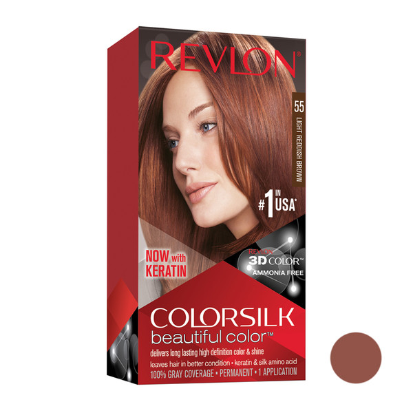 کیت رنگ مو رولون شماره 55 حجم 59 میلی لیتر رنگ قهوه ای مایل به قرمز روشن