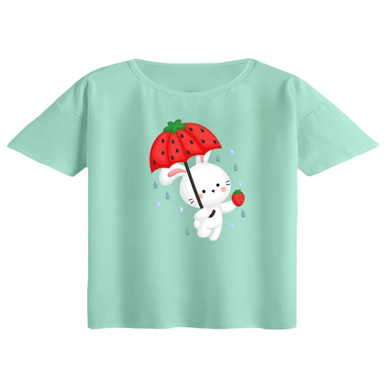 کراپ تی‌شرت آستین کوتاه زنانه مدل خرگوش یلدایی کد 2