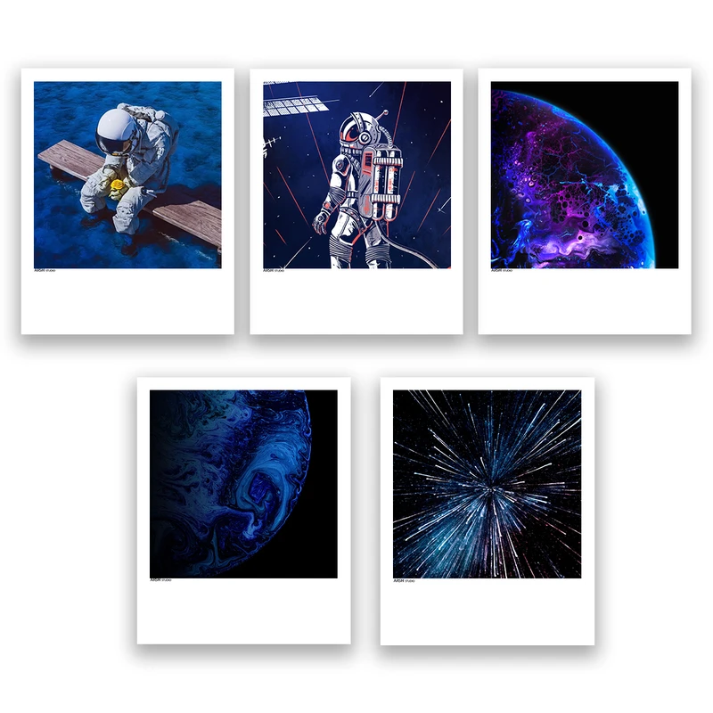 آویز تزیینی عرش مدل فانتزی فضا و کهکشان کد Asa1200 مجموعه پنج عددی