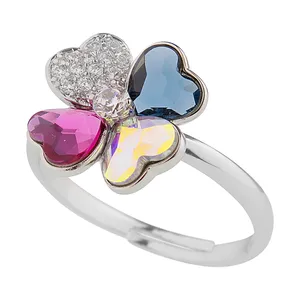 انگشتر زنانه  مدل گل رنگی کد 24555