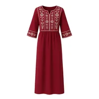 پیراهن ساحلی یقه گرد زنانه مدل لنین کمربند دار 22544674