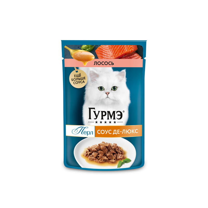 پوچ گربه بالغ گورمت مدل Perle Pack طعم ماهی سالمون بسته 6 عددی