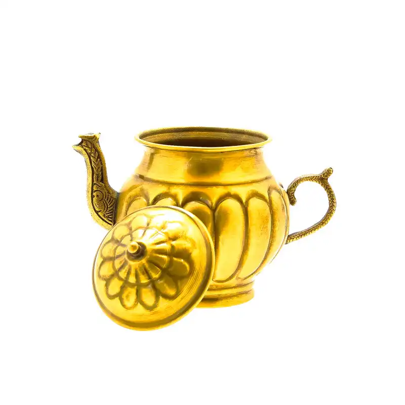 سرویس سماور ذغالی 5 پارچه برنجی مدل آناناسی کد H-1234