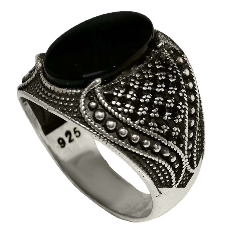 انگشتر نقره مردانه مدل عقیق MS9026