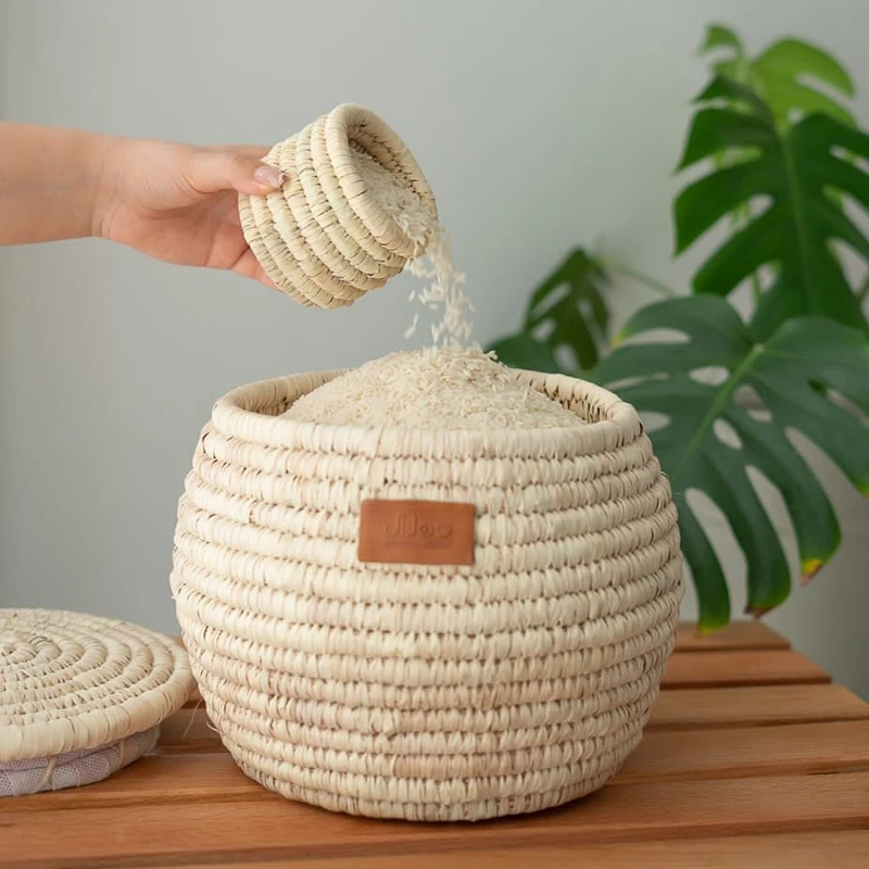 عکس شماره 3 : سطل برنج حصیری مهتاک دکور کد 10