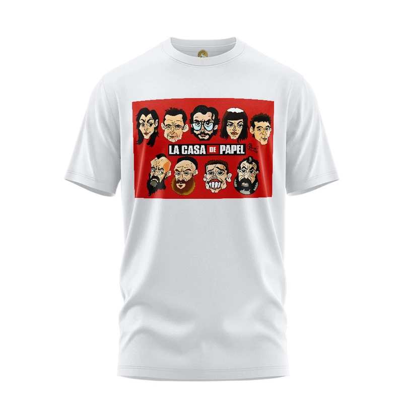 تی شرت آستین کوتاه مردانه هومرو مدل TW348 طرح سریال خانه ی کاغذی Money Heist