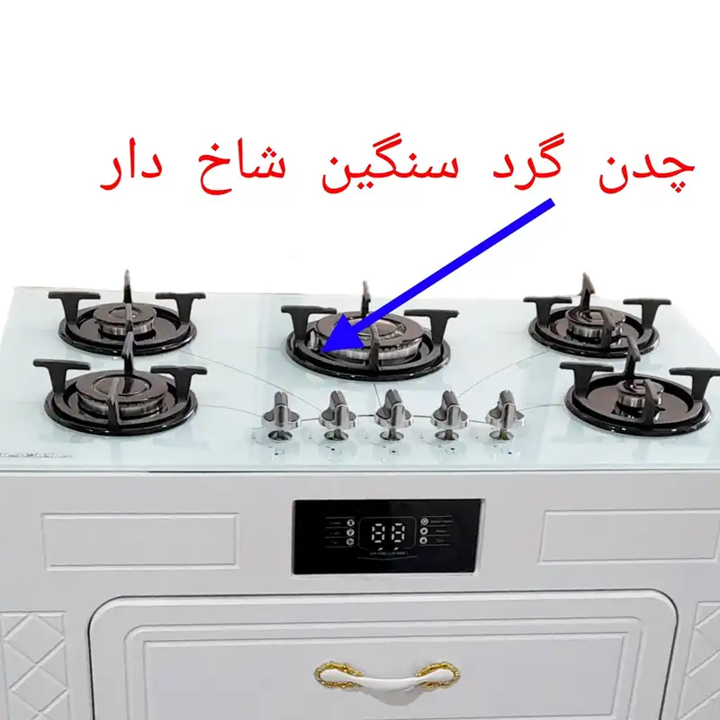 اجاق‌ گاز 5 شعله هاکان مدل صفحه شیشه ولوم بالا سه کشو1230