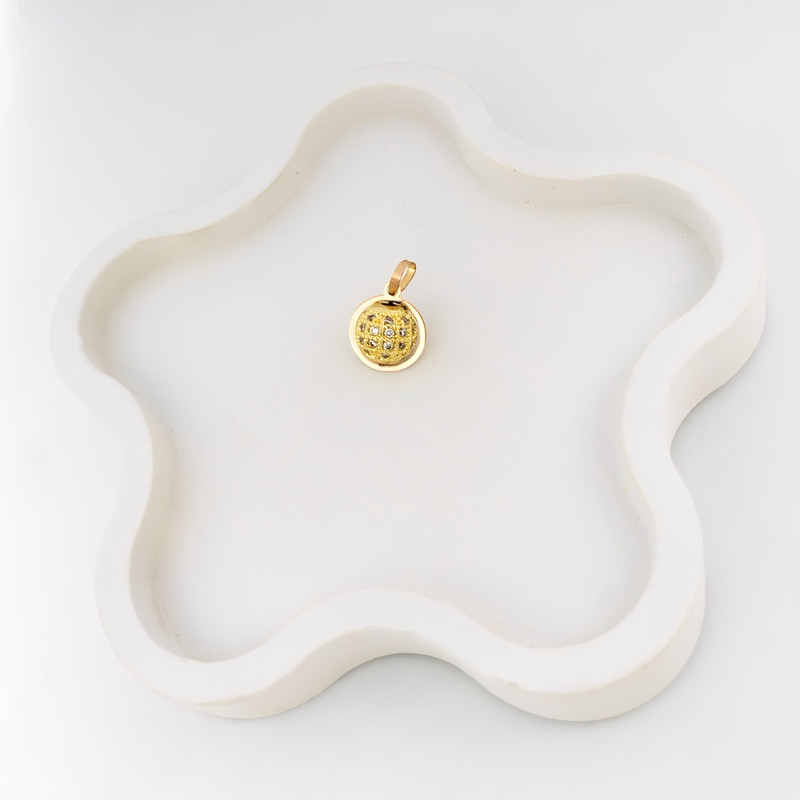 آویز گردنبند طلا 18 عیار زنانه سوزیانا طرح گوی نگین خط دار آویز گردنبند طلا 18 عیار زنانه سوزیانا طرح گوی نگین خط دار