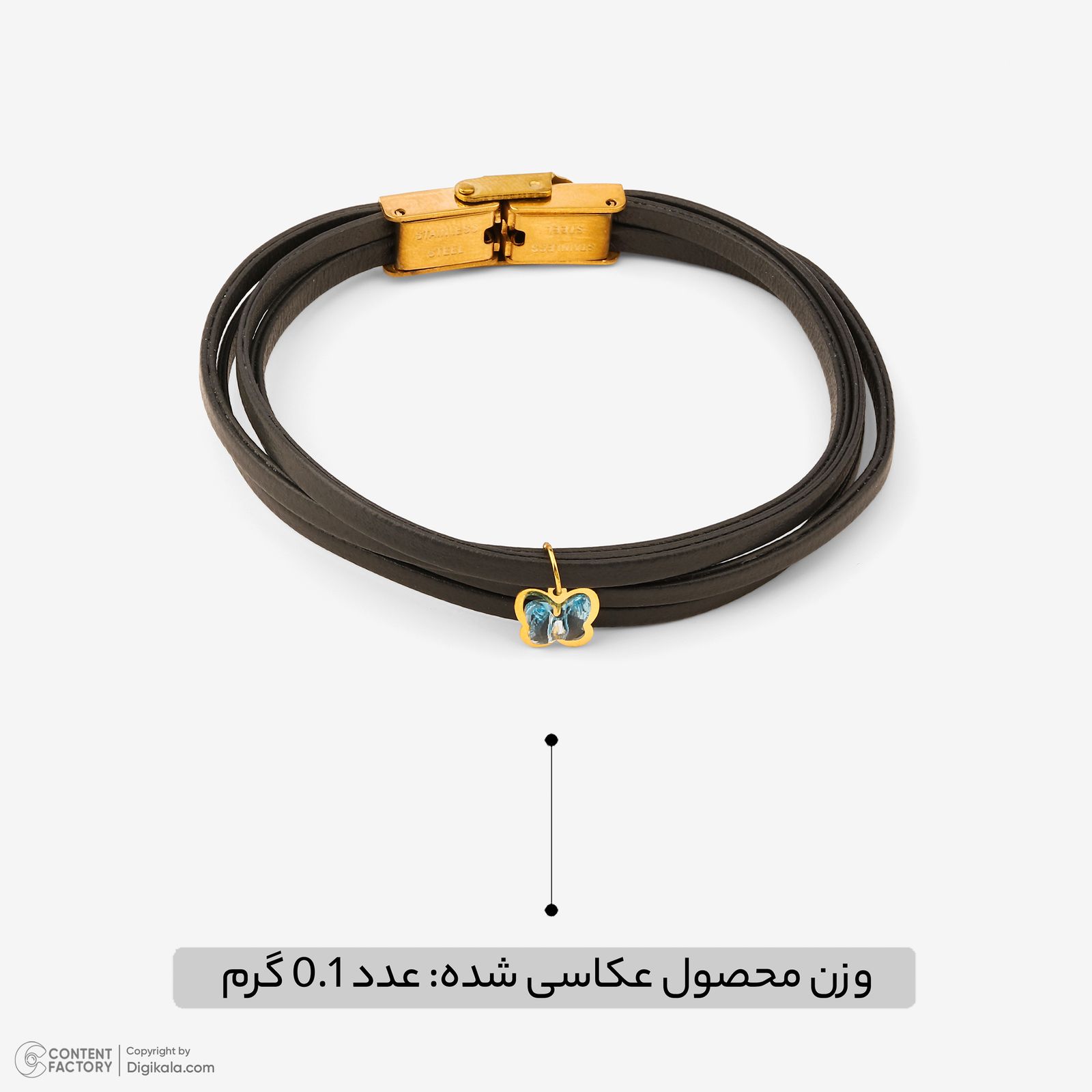 دستبند طلا 18 عیار زنانه با بند چرمی روبی آرت گالری مدل 236271 -  - 2