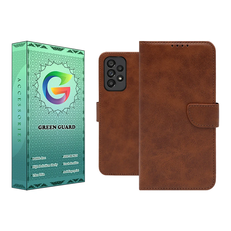 کیف کلاسوری گرین گارد مدل چرمی مگنتی کد Brown-GB01 مناسب برای گوشی موبایل سامسونگ Galaxy A72