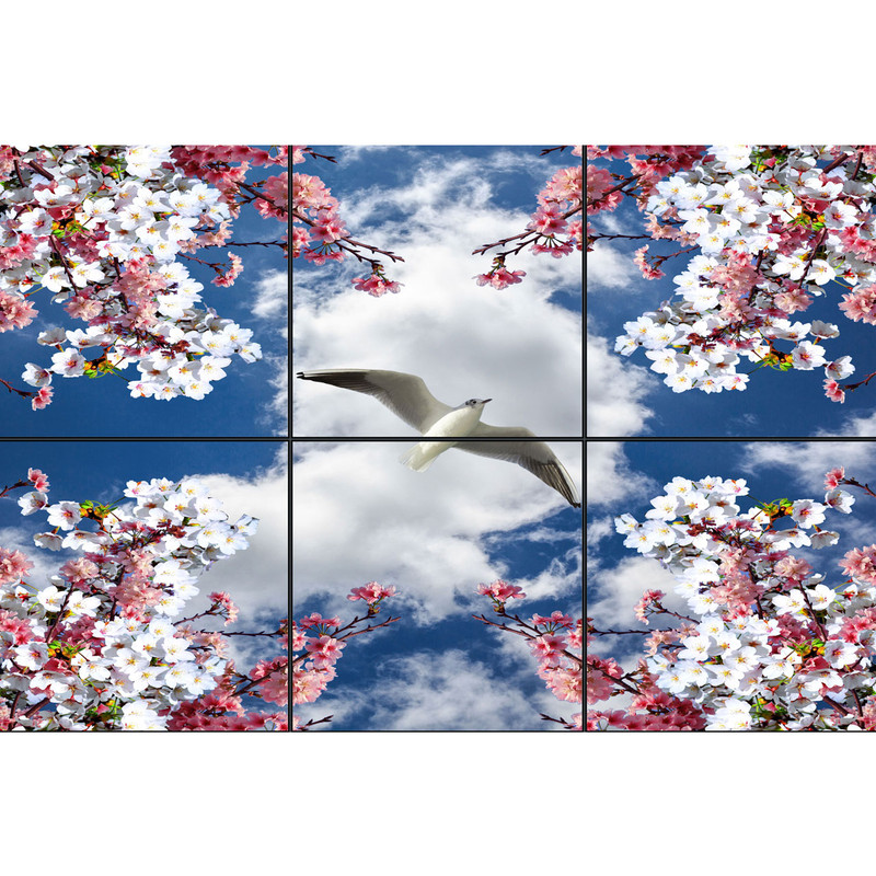 تایل سقفی آسمان مجازی طرح پرواز پرنده کد 0020 سایز 60x60 سانتی متر مجموعه 6 عددی