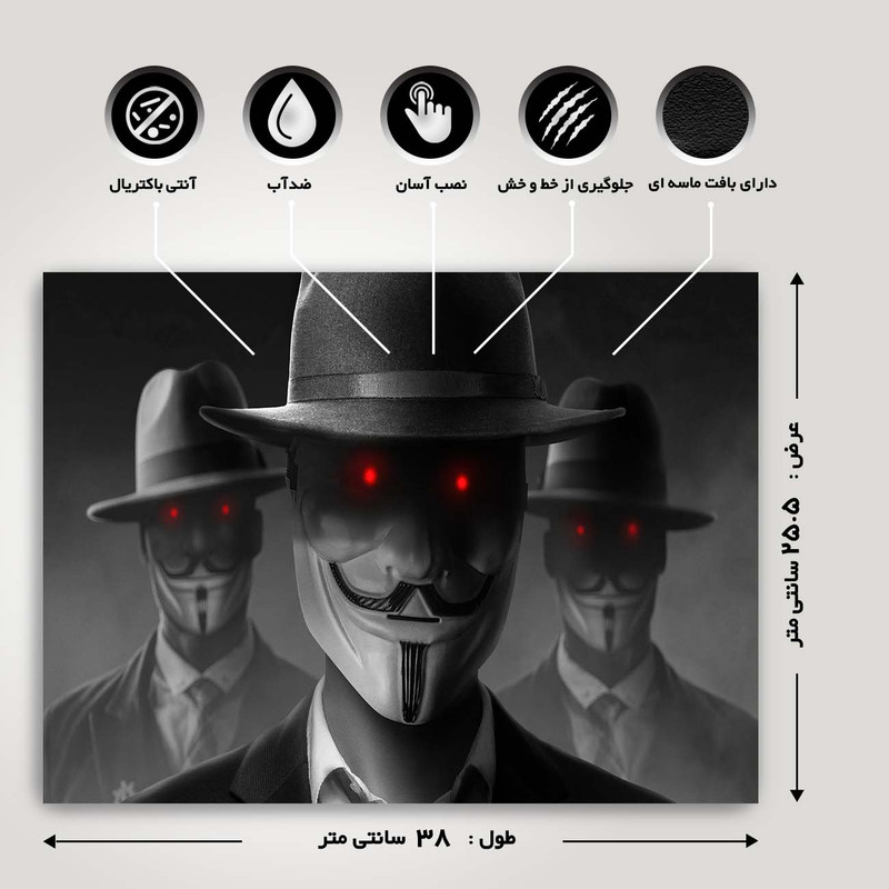 استیکر لپ تاپ طرح anonymus boys کد G-1225 مناسب برای لپ تاپ 15.6 اینچ