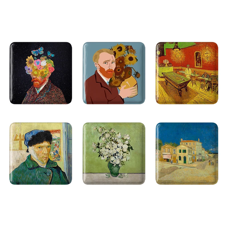 مگنت خندالو طرح ونسان ونگوگ Vincent vanGogh کد 1623B مجموعه 6 عددی
