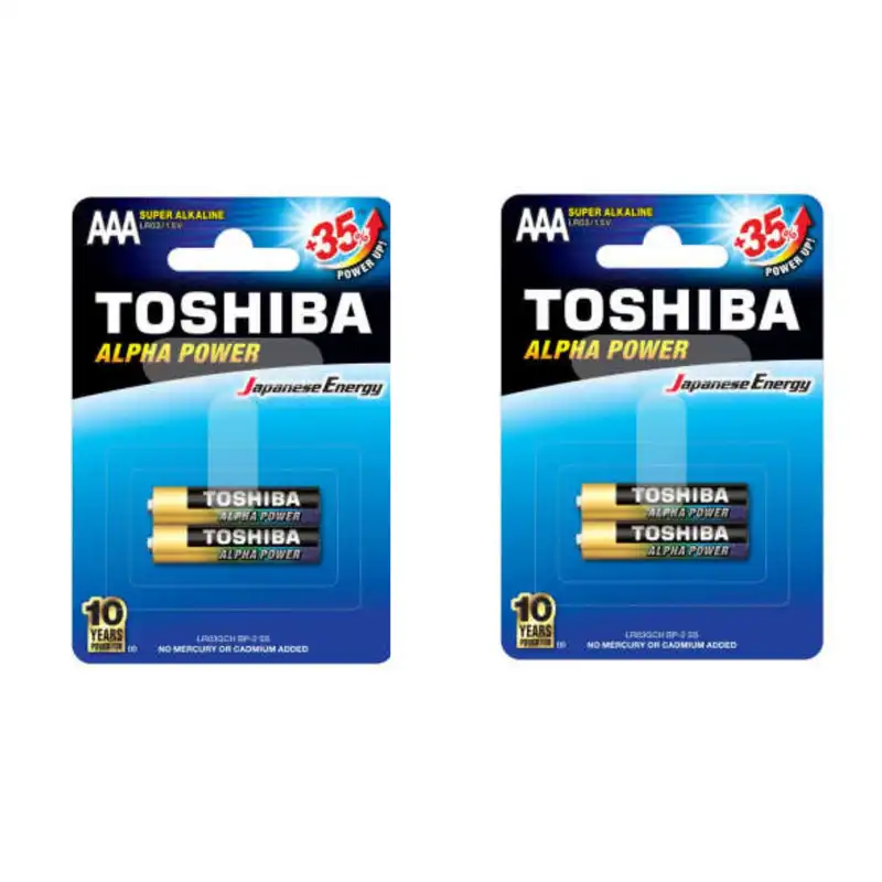 باتری نیم قلمی توشیبا مدل سوپر آلکالاین آلفاپاور بسته ۴ عددی