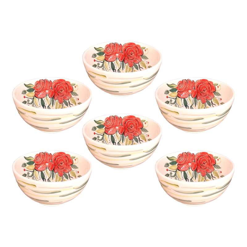 کاسه سرامیکی مدل آبگوشت خوری طرح گل کد KA5-A بسته 6 عددی