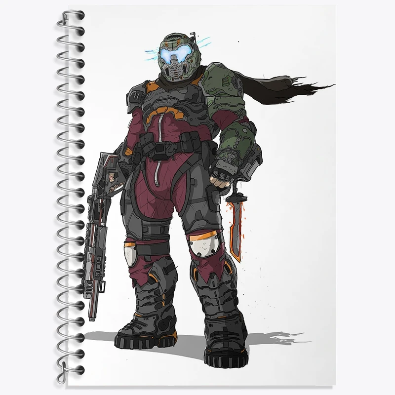 دفتر زبان 50 برگ خندالو مدل دو خط طرح بازی رستاخیز (Doom) کد 31410