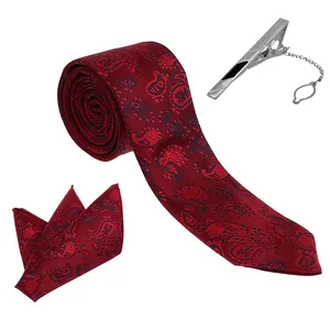 ست کراوات و دستمال جیب و گیره کراوات مردانه مدل NEW کد 1