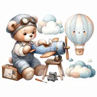 استیکر دیواری کودک راتیانا مدل cute pilot bear