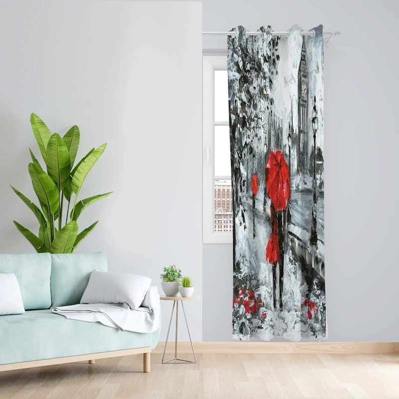 پرده طرح چتر مدل مخمل پانچی کد 1550 z سایز 140x200 سانتی متر